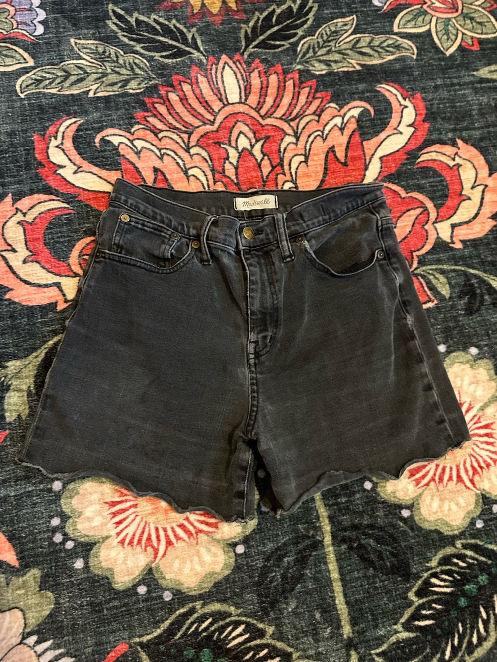 🖤 Madewell High Rise Black Wash Denim Shorts Size 28